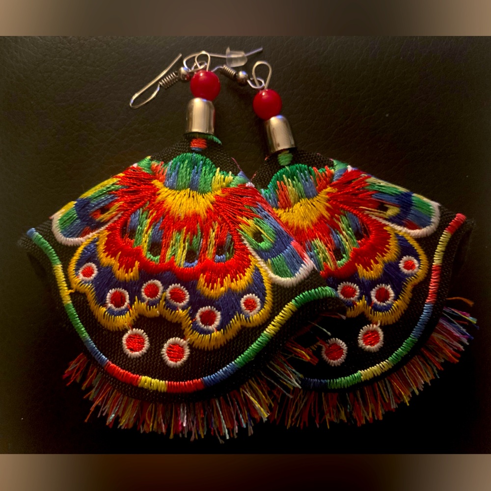 Colorful woven earrings